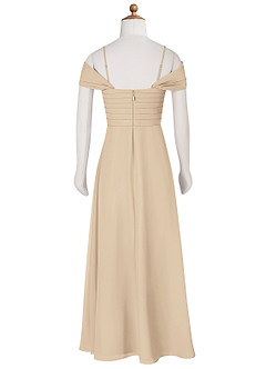 Azazie Kaitlynn Junior Champagne A-Line Off the Shoulder Chiffon Dress image9