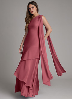 Azazie Monique Brudtärnklänningar Klänning av A-linje i Chiffong One-shoulder Merlot image4