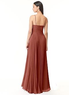 Azazie Vini Bridesmaid Dresses Auburn A-Line V-Neck Pleated Chiffon Dress image2