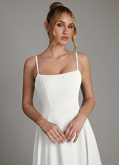 Azazie Elita Bridesmaid Dresses White A-Line Pleated Chiffon Dress image3