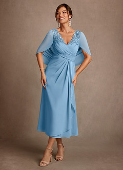 Azazie Forums Mother of the Bride Dresses Steel Blue A-Line Lace Dress image1