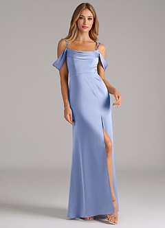 Azazie Callan Brautjungfernkleider Wandelbar A-Linie Plissee Stretch-Satin Kleid Eis image4