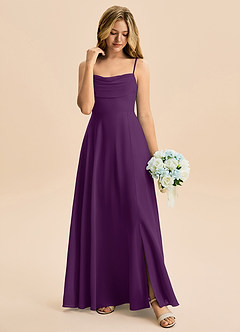 Azazie Bear Junior Grape A-Line Pleated Chiffon Dress image3