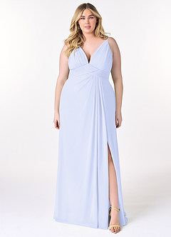 Azazie Maren Allure Bridesmaid Dresses Lavender A-Line V-Neck Lace Chiffon Dress image6