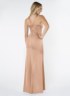 Azazie Mero Jurken voor bruidsmeisjes Jurk van Stretch Satijn met Zeemeermin Geplooid Engelse Roos image3