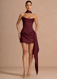 knee length dresses for ladies No You Hang Up Mini Dress Wine