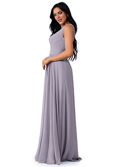 Azazie Pierrette Bridesmaid Dresses Fog A-Line Pleated Chiffon Dress image24