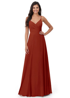 Azazie Lennon Bridesmaid Dresses Rust A-Line Lace Chiffon Dress image5