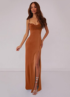Barbie ♥ Azazie Bridesmaid Dresses Copper Mermaid Corset Stretch Satin Dress image1