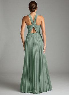 Azazie Afra Abiti da Damigella Abito A-Line in Chiffon Plissettato Salvia Argentata image2
