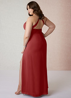 Azazie Manila Bridesmaid Dresses Rust Sheath V-Neck Chiffon Dress image10