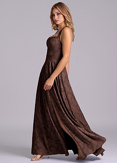 Azazie Francis Robes de demoiselle d'honneur Robe Trapèze en Blumen-Burnout Corset Ganache image5