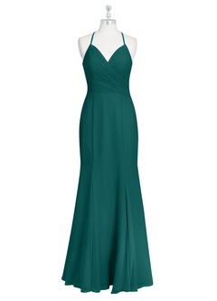 Azazie Carolina Bridesmaid Dresses Peacock Mermaid Ruched Chiffon Dress image6