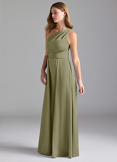 Azazie Dallas Bridesmaid Dresses Pistachio A-Line One Shoulder Stretch Satin Dress image5
