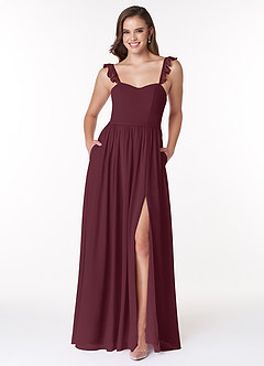 Azazie Metz Bridesmaid Dresses Cabernet A-Line Sweetheart Ruched Chiffon Dress image1