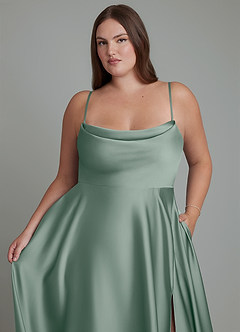 Azazie Elle Robes à essayer chez vous Robe Trapèze en Satin extensible Plissé Noir image10
