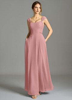 Azazie Oasis Bridesmaid Dresses Dusty Rose A-Line with Pockets Chiffon Dress image6