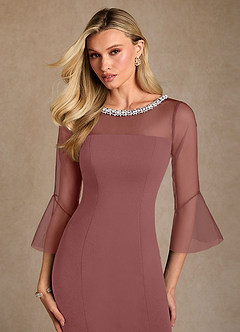 Azazie Bellevie Suknie dla Matki Panny Młodej Osłona Zroszony Rozciągliwy Krep Długość podłogi Sukienka image6