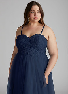 Azazie Roni Bridesmaid Dresses Dark Navy A-Line Sweetheart Neckline Tulle Convertible Dress image13