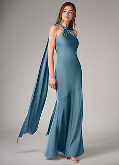 Azazie Kinsley Bridesmaid Dresses Bermuda Mermaid Side Slit Stretch Satin Dress image3