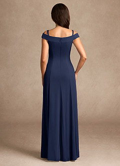 Azazie Ewa Mother of the Bride Dresses Dark Navy A-Line Off the Shoulder Mesh Dress image8