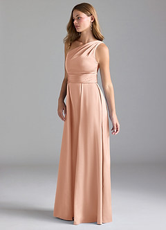 Azazie Dallas Jurken voor bruidsmeisjes Jurk van Stretch Satijn met A-Lijn One-Shoulder Rosé Goud image5