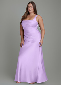 Azazie Agustina Vestidos de madrinha de casamento Vestido Lilás de Cetim elástico de sereia com Corpete image11