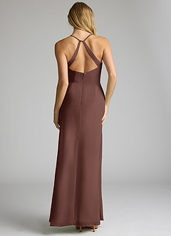 Azazie Becca Brautjungfernkleider Etui V-Hals Chiffon Kleid Espresso image5