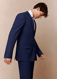 front Savile Blue Wool Blend Suit Jacket