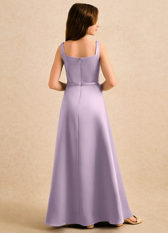 Azazie Emiko Girls Formal vestidos de niña de las flores Vestido Lila Esmerilada de Satin Mate de Línea A con Plisado image2