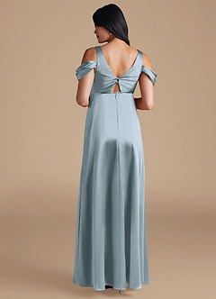 Azazie Rhea Maternity Bridesmaid Dresses A-Line Pleated Metallic Satin Floor-Length Dress image2