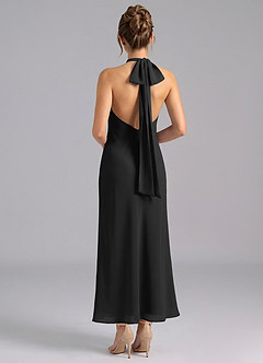 Azazie Velli 신부 들러리 드레스 인어 하이넥 쉬폰 발목 길이 드레스 image2