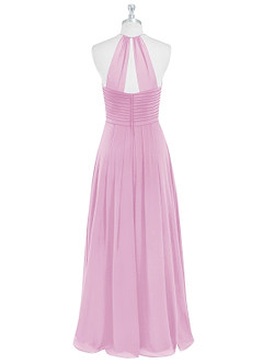 Azazie Ginger Bridesmaid Dresses Candy Pink A-Line Halter Pleated Chiffon Dress image7