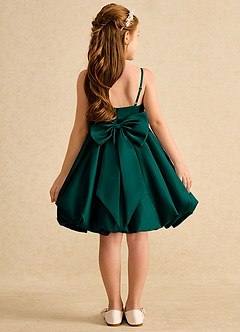 Azazie Davine vestidos de niña de las flores Vestido de Pino de Satin Mate de Corte En A con Tirante Espagueti image8