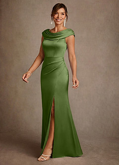 Azazie Irvine Mother of the Bride Dresses Juniper A-Line Pleated Stretch Satin Dress image1