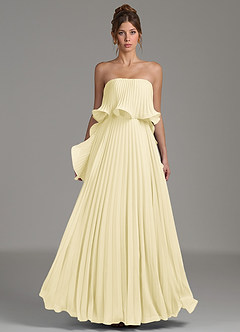 Azazie Alexia Bridesmaid Dresses Lemon Sorbet A-Line Ruched Chiffon Dress image4