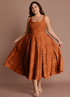 Amalie Rust A-line Midi Dress image3