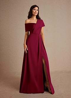 Azazie Milton Mother of the Bride Dresses Burgundy A-Line Pleated Stretch Satin Dress image8