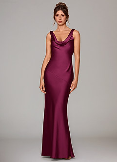 Azazie Rylina Bridesmaid Dresses Red Plum Mermaid Stretch Satin Dress image1