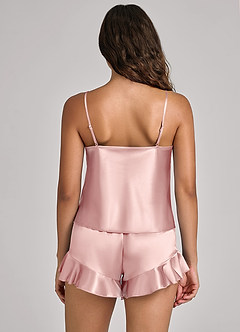 front Matching Color Satin Camisole Set