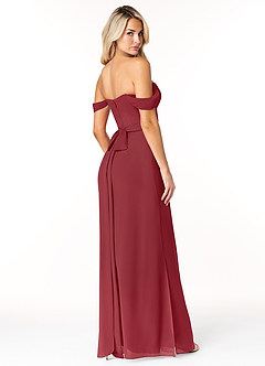 Azazie Joretta Final Sale Pomegranate A-Line Off the Shoulder Chiffon Convertible Dress image5