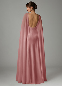 Azazie Stefania Abiti da Damigella Abito A-Line in Raso Elasticizzato Rosa Polverosa image4