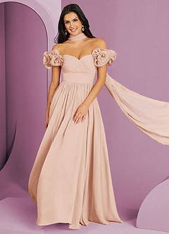 Barbie ♥ Azazie Bridesmaid Dresses English Rose A-Line Off the Shoulder Chiffon Convertible Dress image1