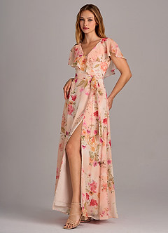 Azazie Lainey Bridesmaid Dresses Abstract Bouquet Floral A-Line with Pockets Chiffon Dress image5