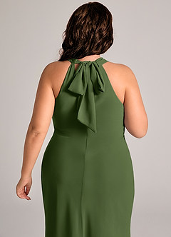 Azazie Doretta 신부 들러리 드레스 인어 주름진 쉬폰 바닥 길이 드레스 image12