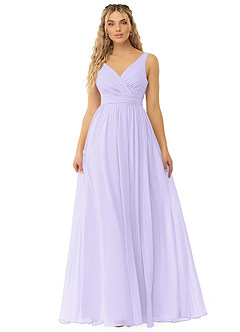 Azazie Kora Bridesmaid Dresses Lilac A-Line Pleated Chiffon Dress image1