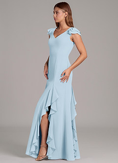 Azazie Nessa Vestidos de damas de honor Vestido de Azul Cielo de Gasa de Corte en A image5