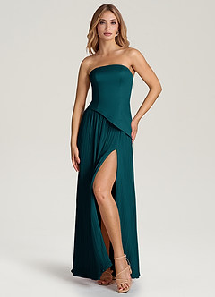 Azazie Tierney Bridesmaid Dresses Pine A-Line Strapless Chiffon Convertible Dress image6