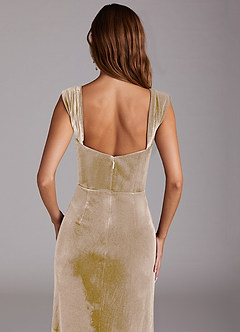 Azazie Junia Bridesmaid Dresses Champagne Sheath Off the Shoulder Velvet Convertible Dress image2