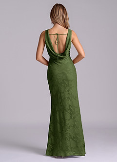 Azazie Rylina Bridesmaid Dresses Olive Mermaid Floral Burnout Dress image2